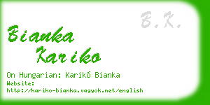 bianka kariko business card